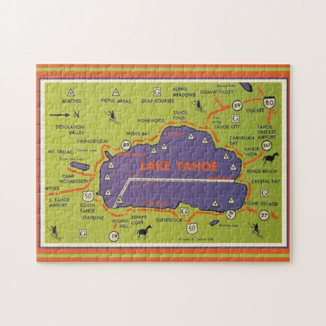 Puzzle Carte ancienne du lac Tahoe  (Horizontal)