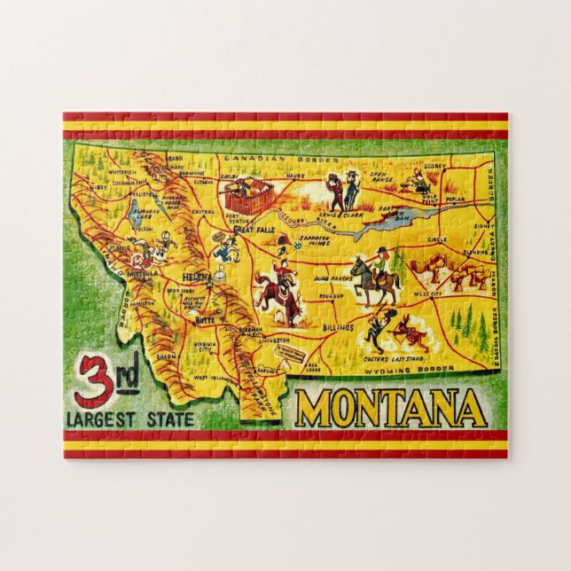 Puzzle Carte ancienne du Montana 11x14 (Horizontal)
