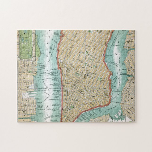 Puzzle Carte antique de Lower Manhattan et de Central (Horizontal)