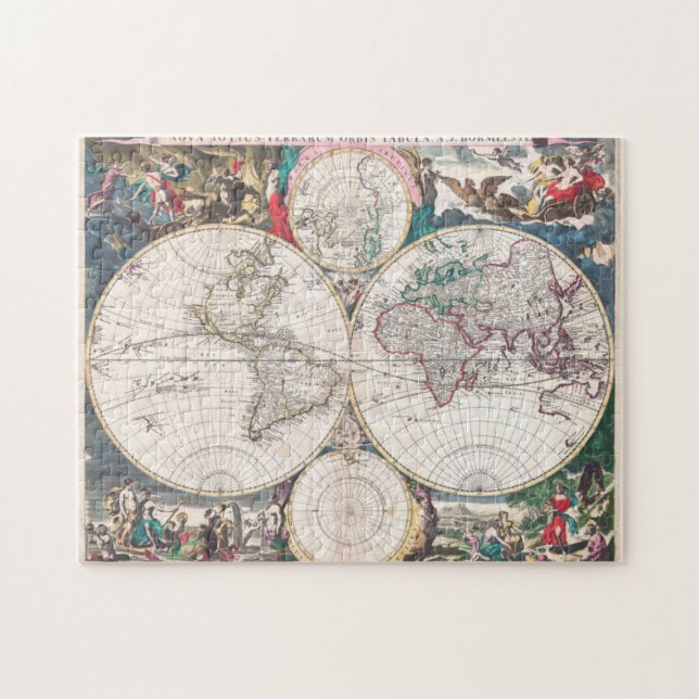 Puzzle Carte antique du monde de Double-Hémisphère (Horizontal)