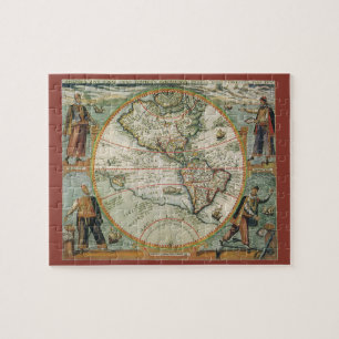 Puzzle Carte antique du monde des Amériques, 1597