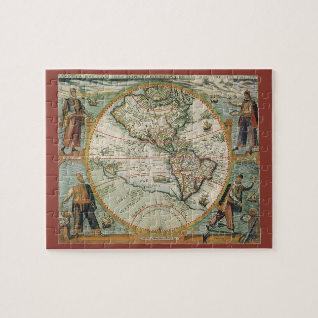 Puzzle Carte antique du monde des Amériques, 1597 (Horizontal)