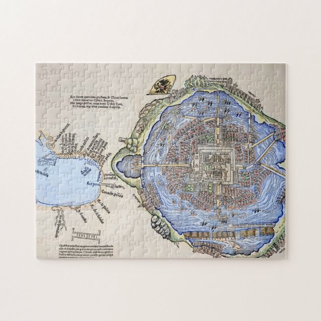 Puzzle Carte antique du Tenochtitlan capitale aztèque (Horizontal)