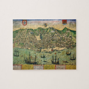 Puzzle Carte antique, Plan de ville de Lisbonne, Portugal