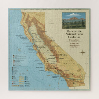 Puzzle Carte artistique vintage des parcs nationaux de Ca