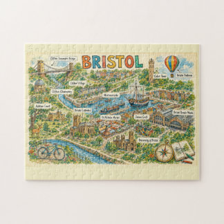 Puzzle Carte aventure illustrée des monuments de Bristol