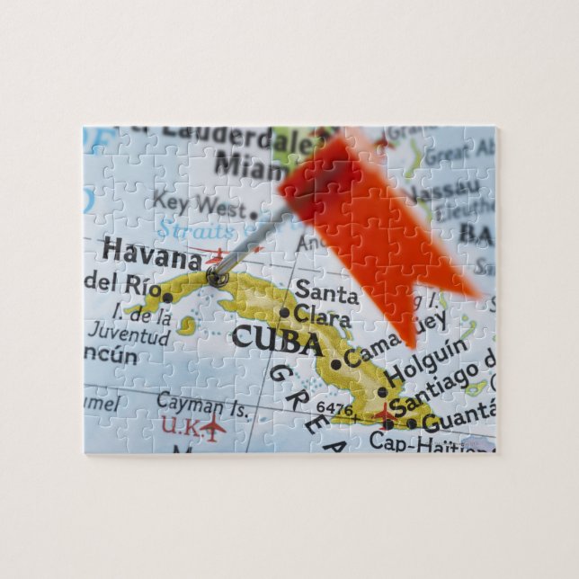 Puzzle Carte broche placée à La Havane, Cuba sur la carte (Horizontal)