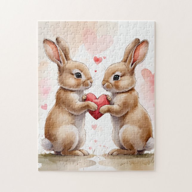Puzzle Carte Bunny romantique (Vertical)