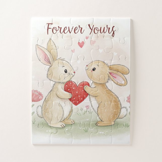 Puzzle Carte Bunny romantique - Pour toujours votre (Vertical)