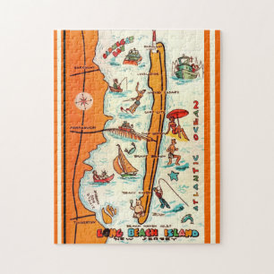 Puzzle Carte colorée de Long Beach Island 11x14 