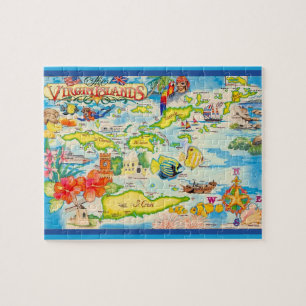Puzzle Carte colorée des îles Vierges 8x10