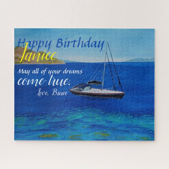 Puzzle Carte d'anniversaire de bateau à voile (Horizontal)