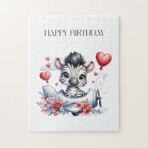 Puzzle Carte d'anniversaire Zèbre Avion