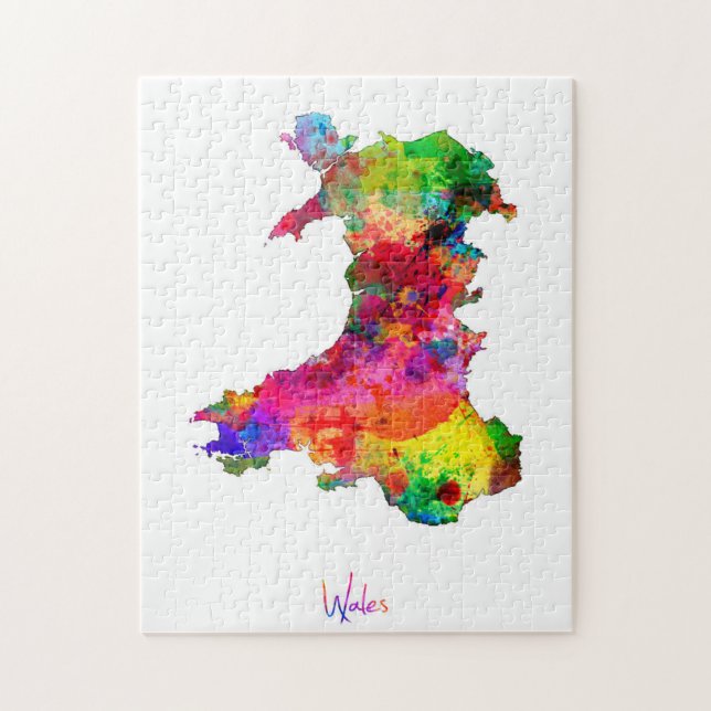 Puzzle Carte d'aquarelle du Pays de Galles (Vertical)