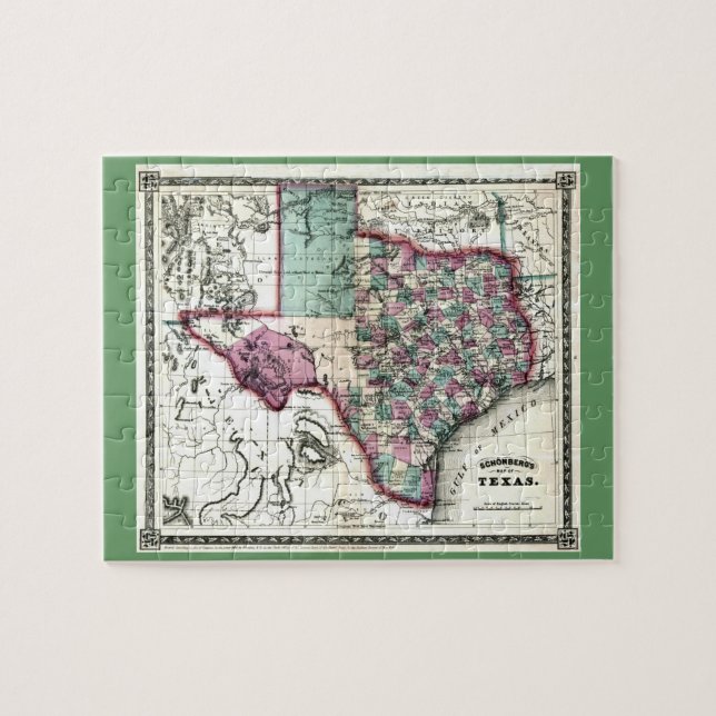 Puzzle Carte de 1866 antiquaires du Texas par Schönberg (Horizontal)