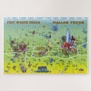 Puzzle Carte de bande dessinée de Dallas Fort Worth