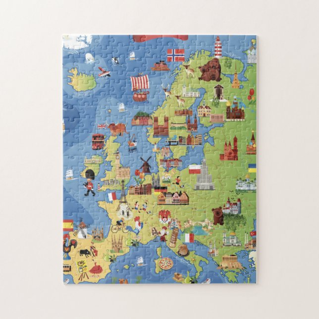 Puzzle Carte de bande dessinée de l'Europe (Vertical)