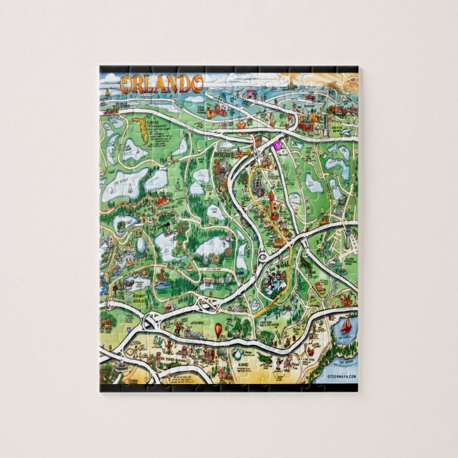 Puzzle Carte de bande dessinée d'Orlando la Floride (Vertical)