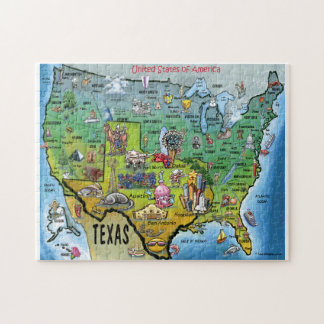 Puzzle Carte de bande dessinée du Texas Etats-Unis