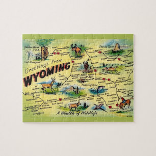 Puzzle Carte de carte postale Vintage Wyoming