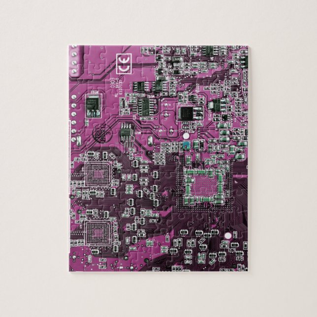 Puzzle Carte de circuit Geek d'ordinateur violet (Vertical)