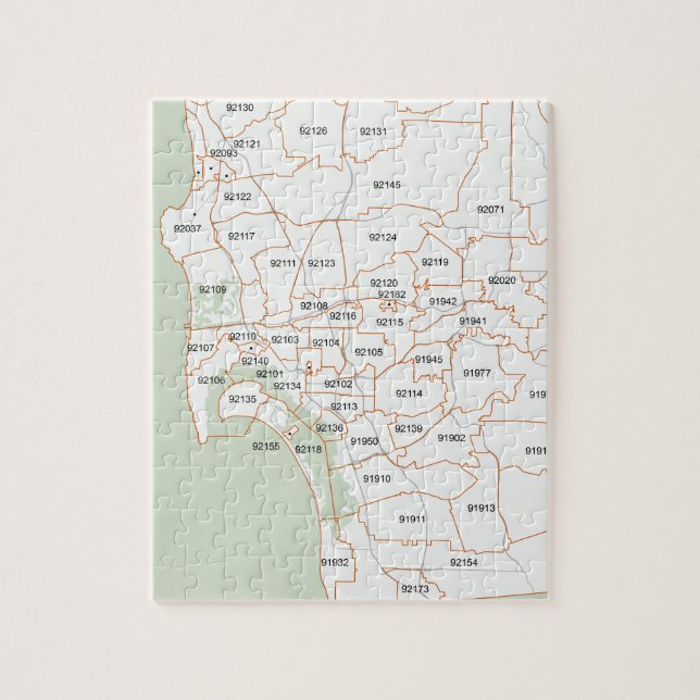 Puzzle Carte de code postal de San Diego (Vertical)