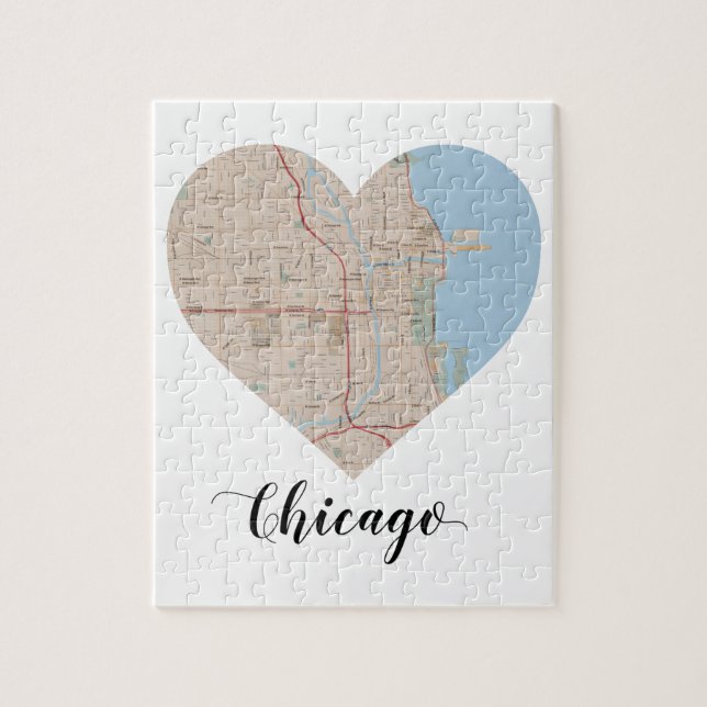 Puzzle Carte de coeur de Chicago (Vertical)