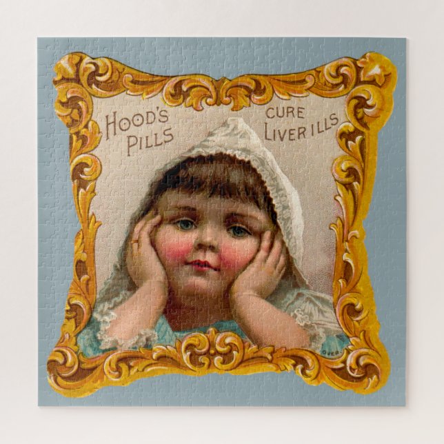 Puzzle Carte de commerce Hoods Pills 1890s (Vertical)