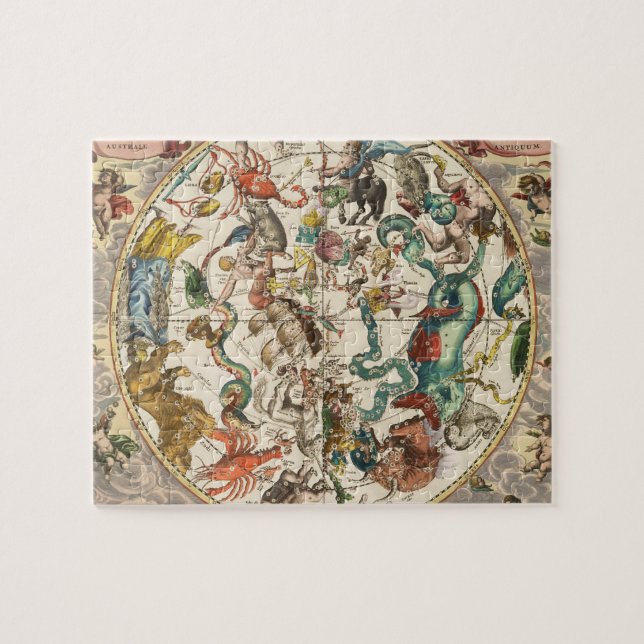 Puzzle Carte de constellation de l'étoile Zodiaque vintag (Horizontal)