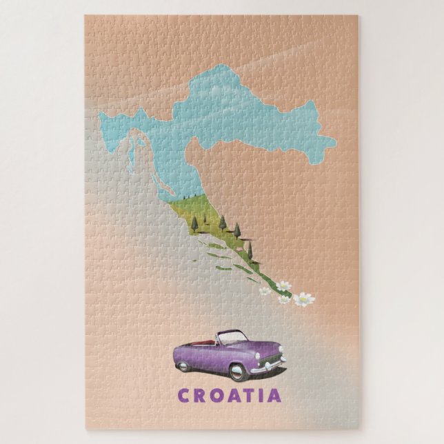 Puzzle Carte de Croatie Affiche illustrée impression post (Vertical)