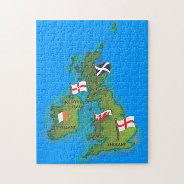 Puzzle Carte de dessin animé des îles britanniques (Vertical)