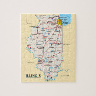 Puzzle Carte de destination touristique de l'Illinois