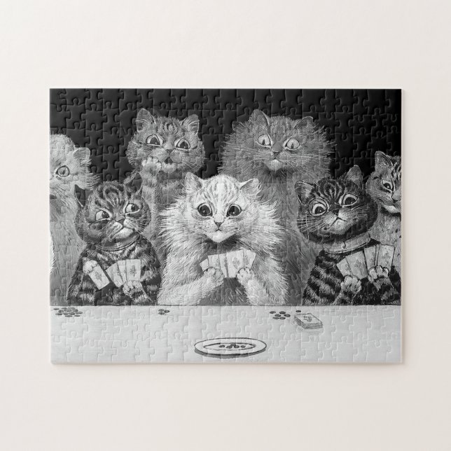 Puzzle Carte de jeu de chat, Louis Wain (Horizontal)