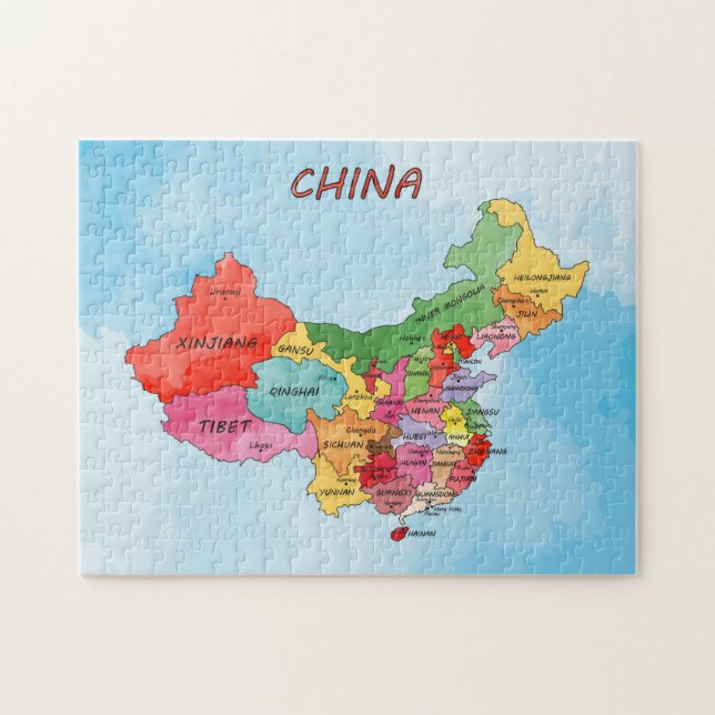 Puzzle Carte de la Chine aquarelle (Horizontal)
