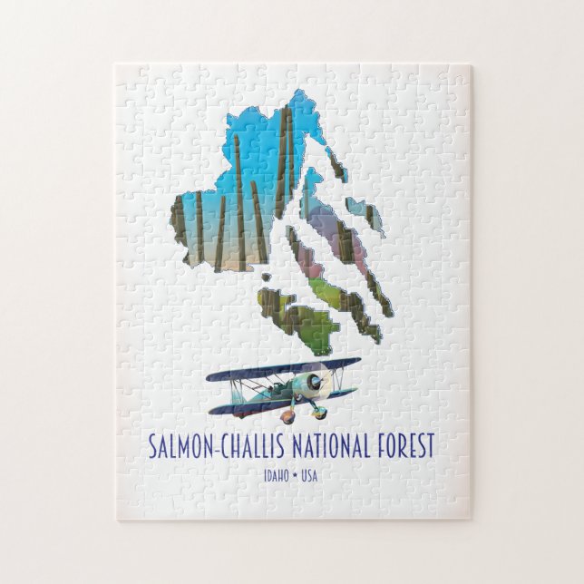 Puzzle carte de la forêt nationale de Salmon-Challis (Vertical)