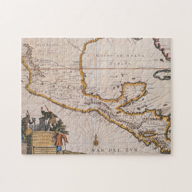 Puzzle Carte de la nouvelle Espagne |New Galicie et (Horizontal)