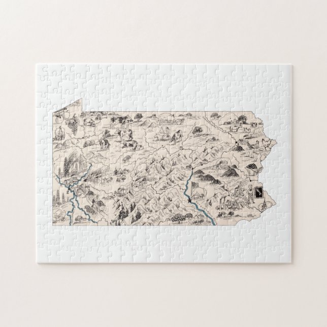 Puzzle Carte de la photo Vintage en Pennsylvanie (Horizontal)