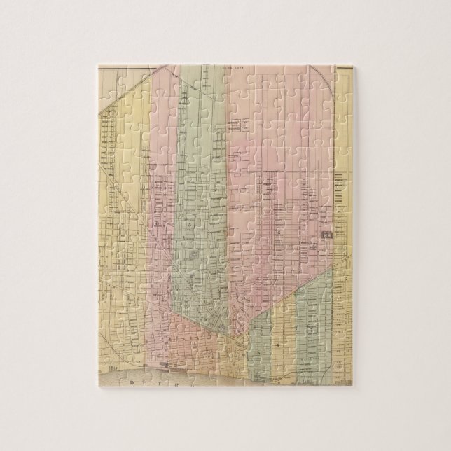 Puzzle Carte de la ville de Détroit (Vertical)