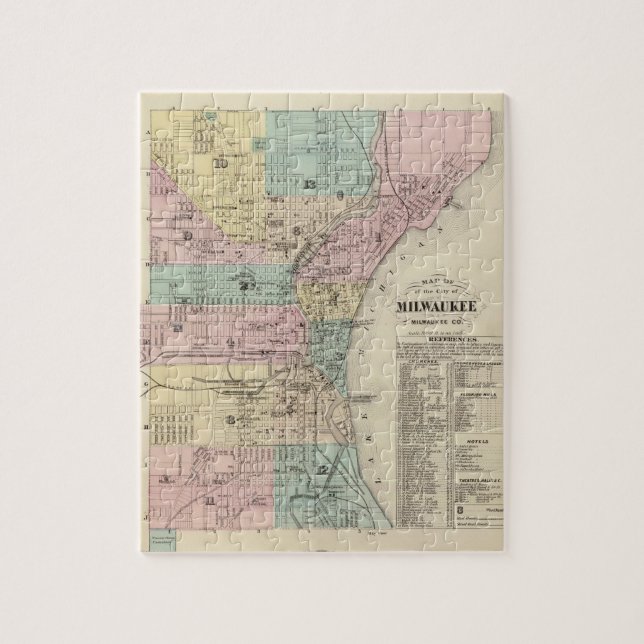 Puzzle Carte de la ville de Milwaukee, Milwaukee Co (Vertical)