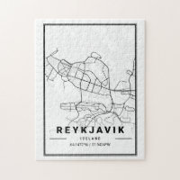 Carte de la ville de Reykjavik | Art minimaliste d