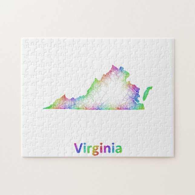 Puzzle Carte de la Virginie d'arc-en-ciel (Horizontal)
