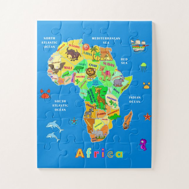 Puzzle Carte de l'Afrique pour les enfants (Vertical)