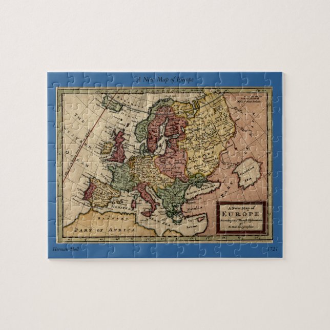 Puzzle Carte de l'antiquaire 1721 de l'Europe par la (Horizontal)