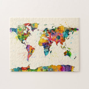 Puzzle Carte de l'aquarelle de carte du monde