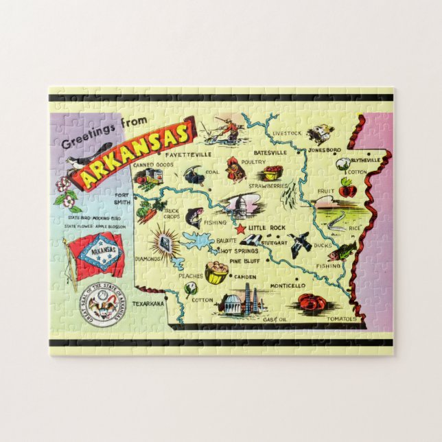 Puzzle Carte de l'Arkansas 11x14 (Horizontal)