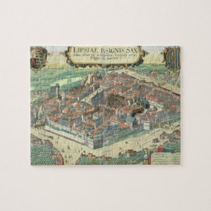 Puzzle Carte de Leipzig, de "Civitates Orbis Terrarum"