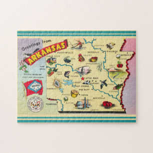 Puzzle Carte de l'État de l'Arkansas vintage