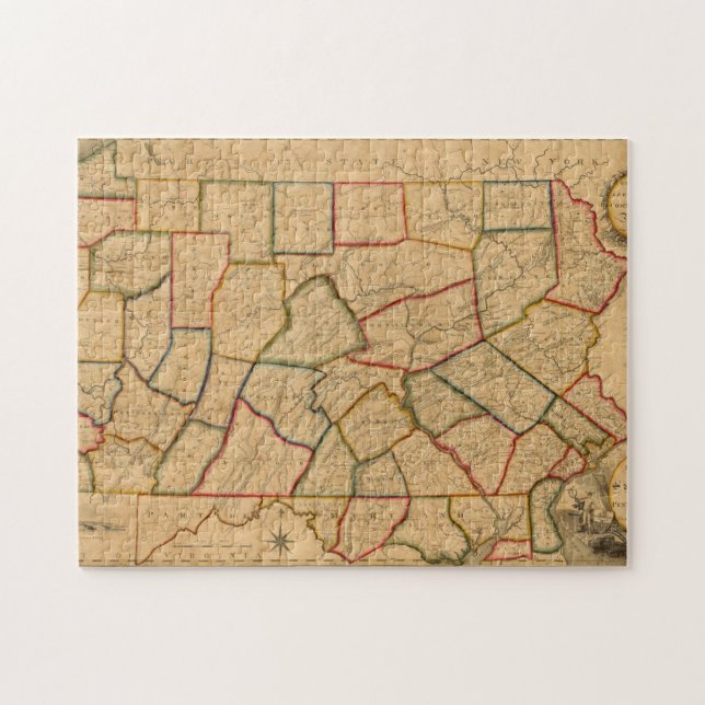Puzzle Carte De L'État De Pennsylvanie (Horizontal)