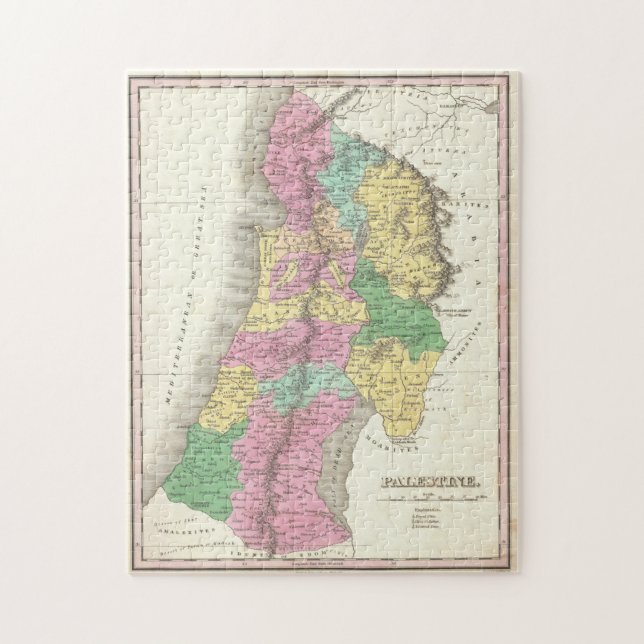 Puzzle Carte de l'état historique de Palestine 1827 (Vertical)