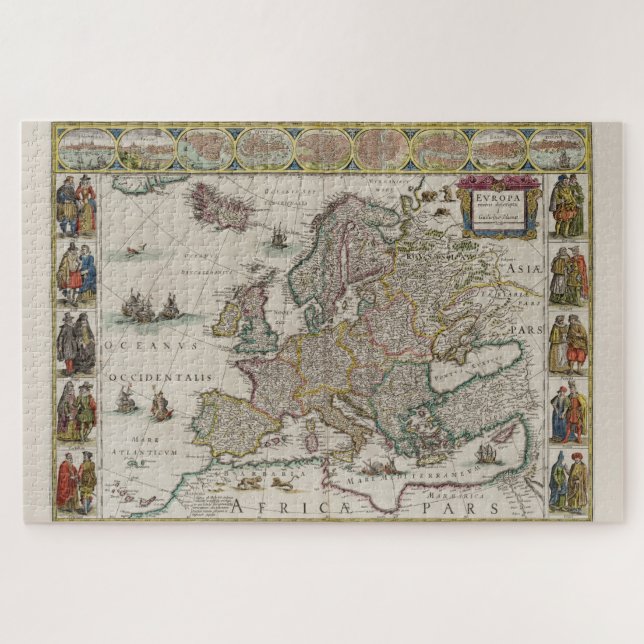 Puzzle Carte de l'Europe du Moyen-Âge (par Willem Blaeu) (Horizontal)
